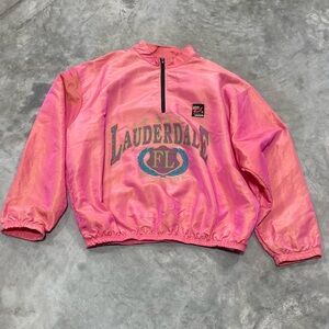 Vintage 90s Pink Orange iridescent Surf Style pullover Neon jacket One size Nylo